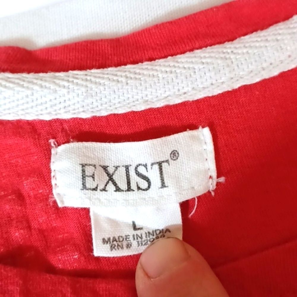 EXIST Red Graphic Print Summer Dress – 100% Cotton, Size Large, - Picture 2 of 9